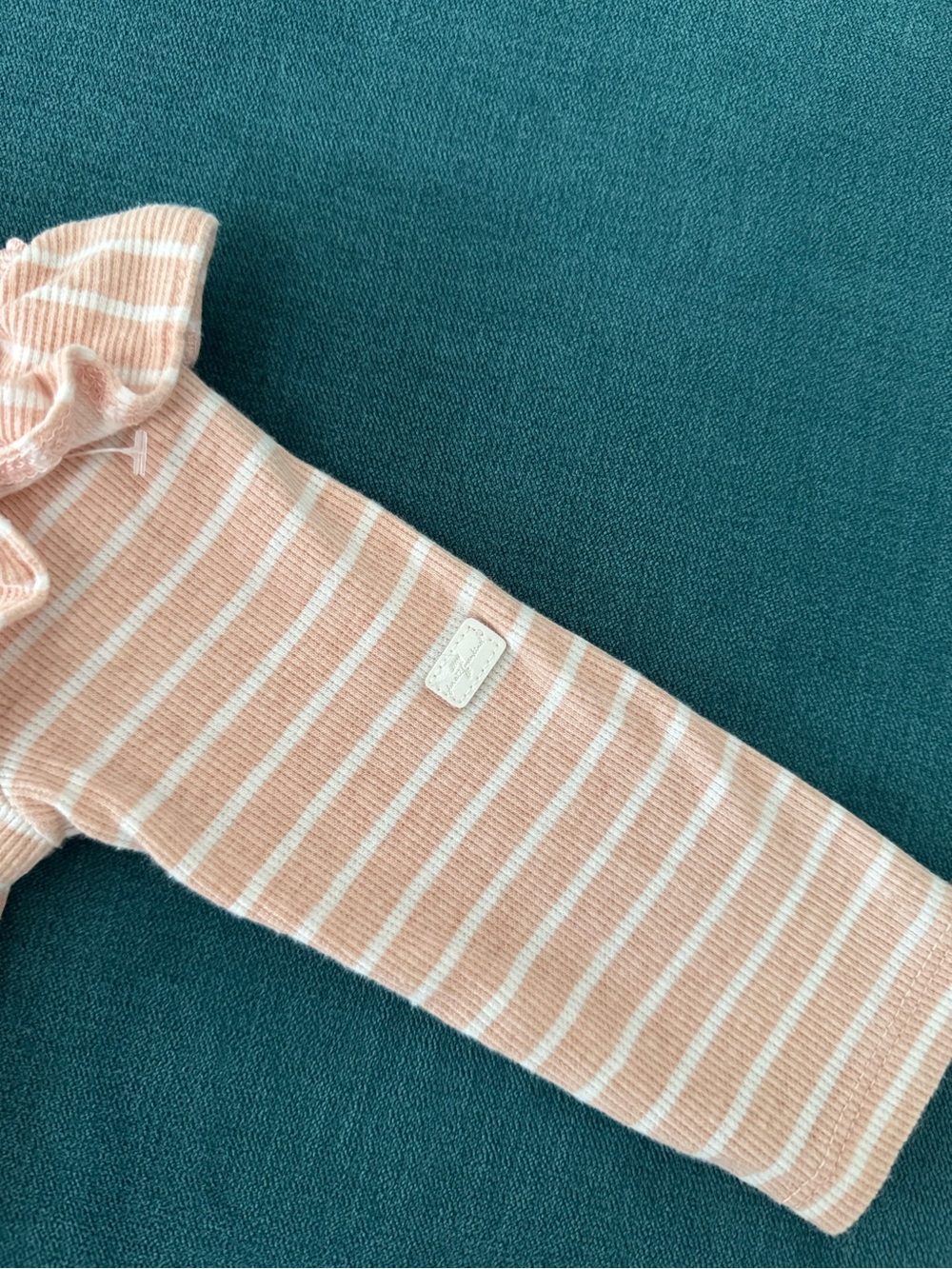 Pink Stripe Ruffle Baby One-Piece - Picture 3 of 4